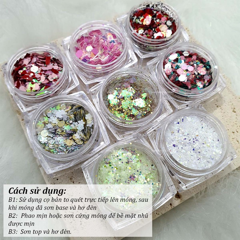 Sét nhũ mix 6 màu - sét nhũ 6 hũ lấp lánh nhũ ẩn nail - Nhũ làm móng cao cấp - Phụ kiện nail chuyên dụng