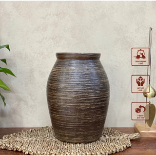 Bình gốm Bát Tràng size to men nâu mộc vintage cắm hoa sen, đào, lê, mận đón tết trang trí phòng khách đẹp