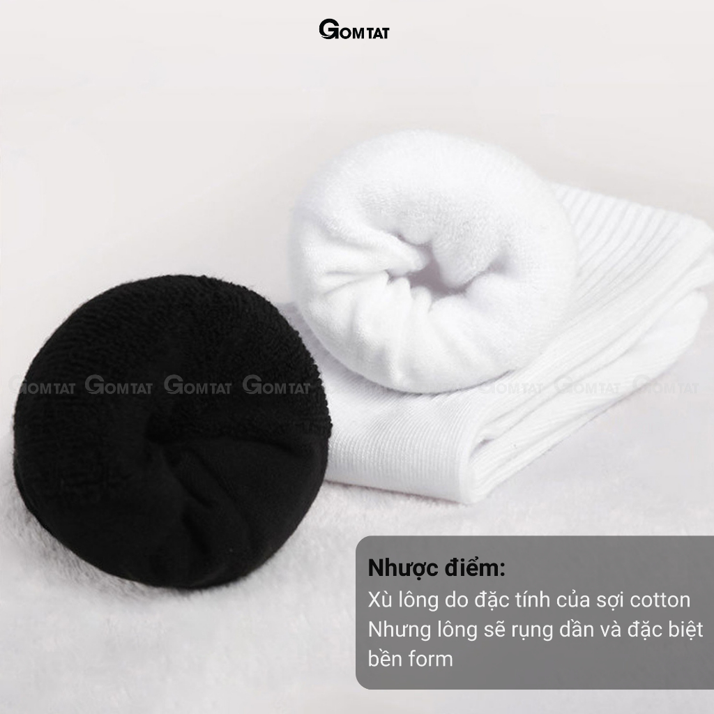 Tất vớ nam nữ cổ cao trơn màu GOMTAT chất liệu cotton cao cấp, hút ẩm thoáng khí, mềm mại êm chân  -GOM-KLB-TRONCAO-1DOI