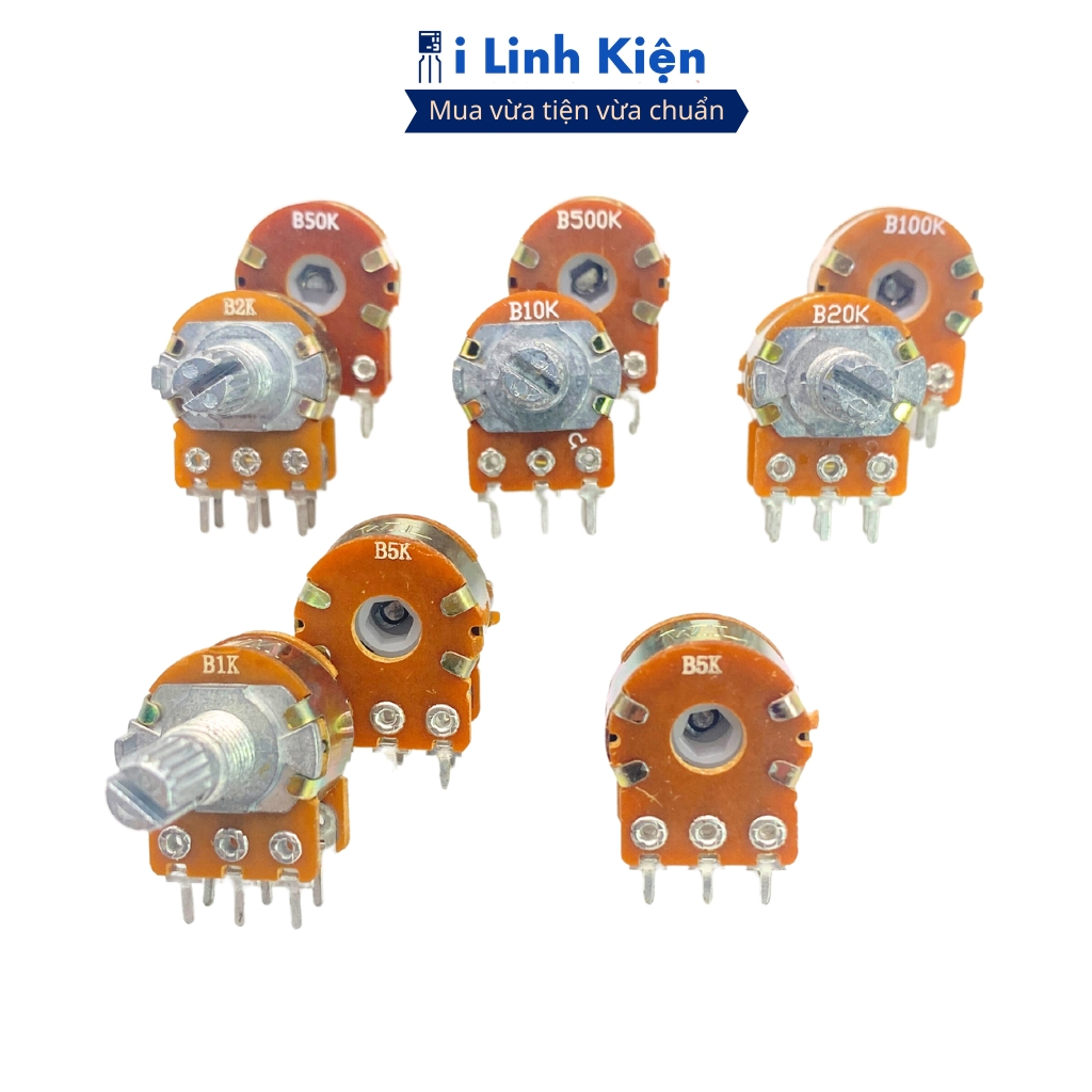 Chiết áp đôi 500K 100K 50K 20K 10K 5K 2K 1K WH148 15mm chất lượng cao ilinhkien.