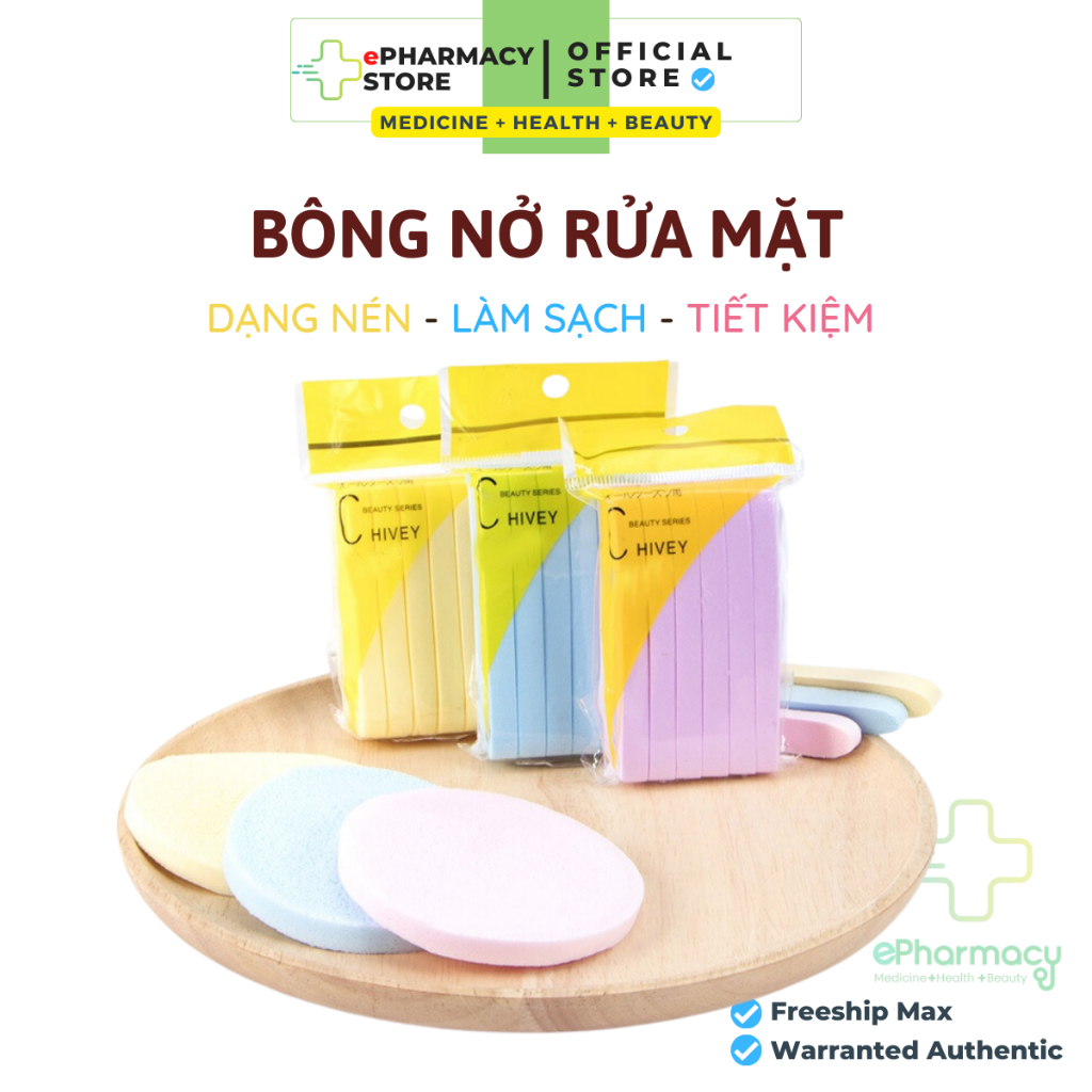Bông nở rửa mặt Chivey - Bọt biển rửa mặt Chivey - Bịch 12 miếng