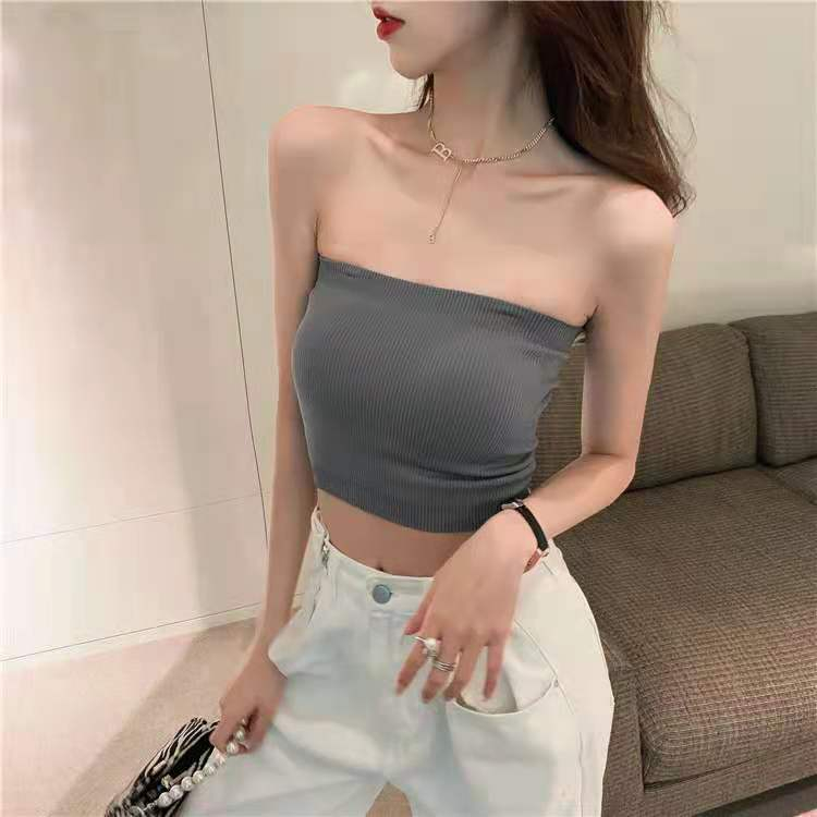 Áo Bra 2 dây len tâm có mút ngực dây tháo rời - Áo Ống 2 dây