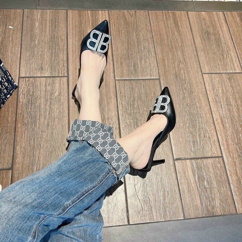 Siêu rẻ- Dép sục cao gót mũi nhọn BB đá gót nhọn 7p