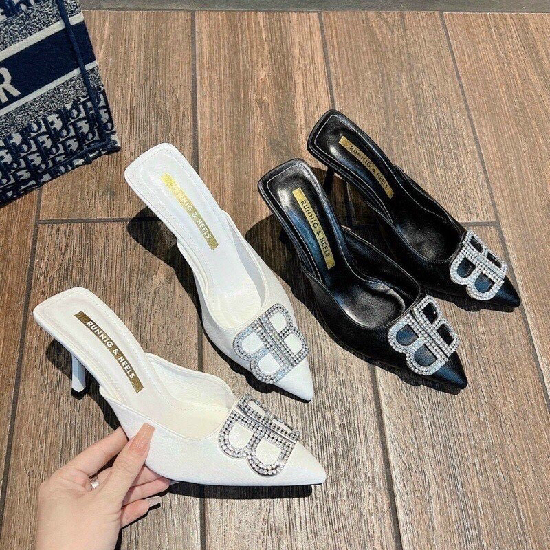 Siêu rẻ- Dép sục cao gót mũi nhọn BB đá gót nhọn 7p