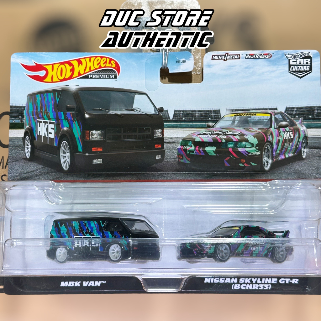 Ducstore Xe mô hình HKF53 Hot Wheels Car Culture 2-Packs MBK Van Nissan Skyline GT-R (BCNR33)