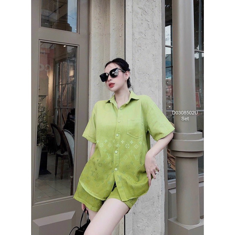 Set Bộ đồ Sơ Mi Kaki Dày đẹp Phối Màu Loang hoạ tiết Lv MaPs