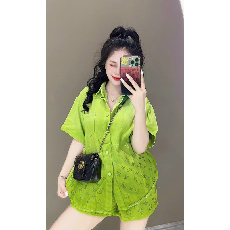 Set Bộ đồ Sơ Mi Kaki Dày đẹp Phối Màu Loang hoạ tiết Lv MaPs