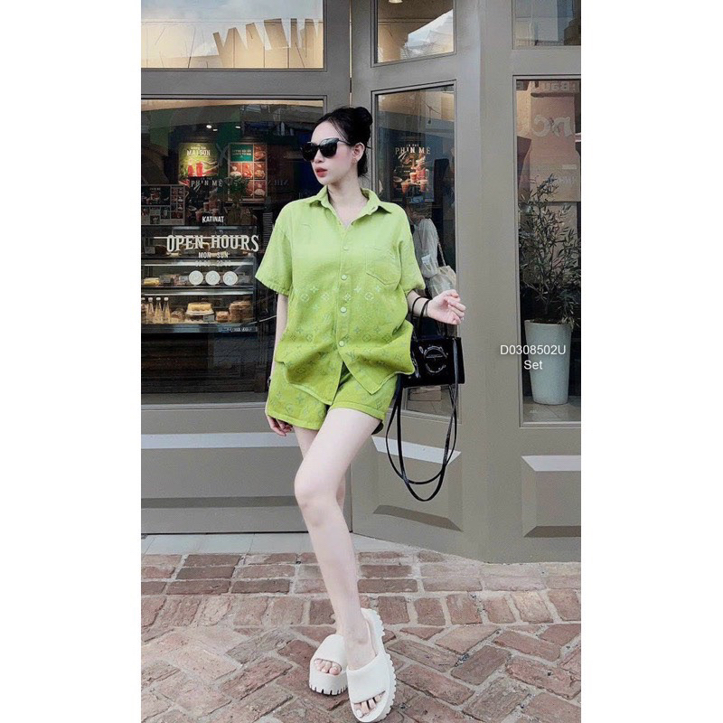 Set Bộ đồ Sơ Mi Kaki Dày đẹp Phối Màu Loang hoạ tiết Lv MaPs