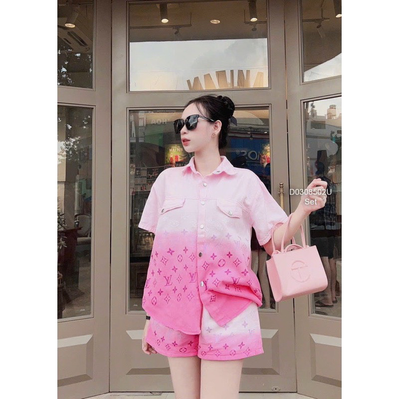 Set Bộ đồ Sơ Mi Kaki Dày đẹp Phối Màu Loang hoạ tiết Lv MaPs