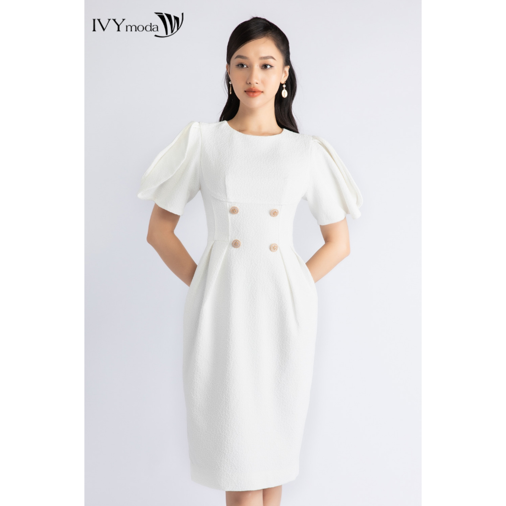 Đầm dập nổi dáng tulip IVY moda MS 48M6926