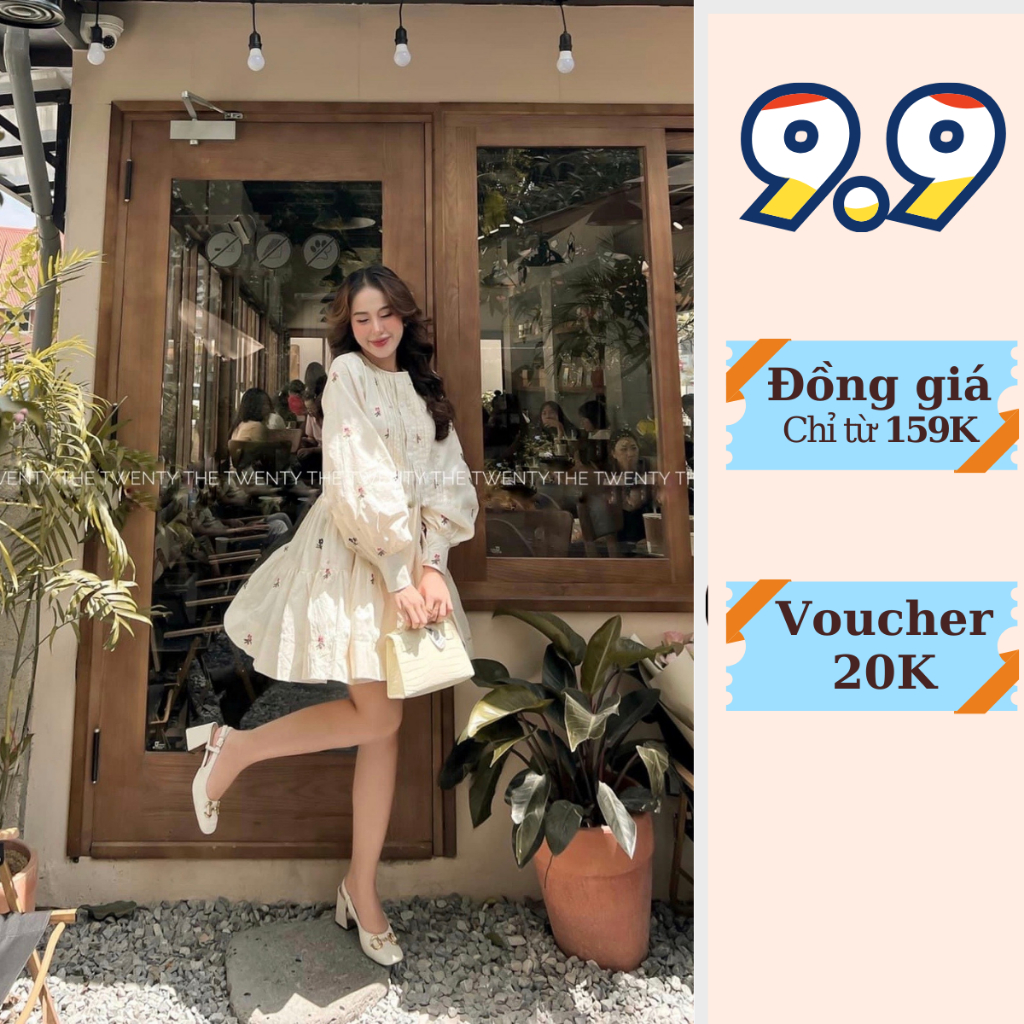 Váy Babydoll Mirose The Twenty Chất Thô Thêu Hoa, Chuẩn Form Dáng Phù Hợp Đi Làm Đi Chơi T135.