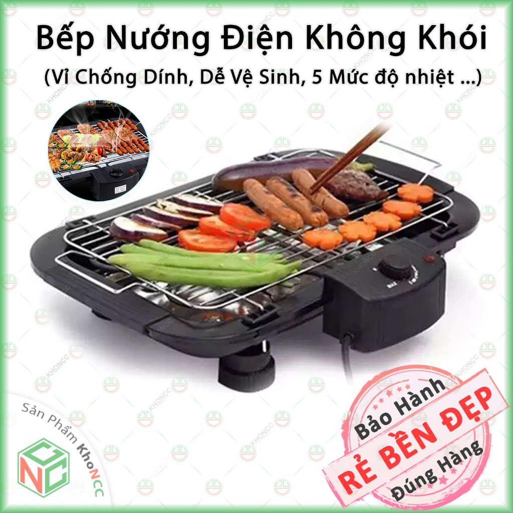 [KhoNCC] Bếp Vỉ Nướng Điện Không Khói BBG - Electric BarBecue Grill 2000W Nướng Mọi Lúc, Mọi Nơi - NPD-BEPDKK-425