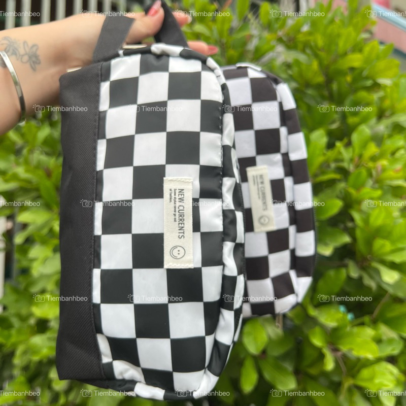 Túi đựng bút/ Bóp viết chì kẻ sọc caro đen trắng MOKA ngăn rộng đa năng đồ dùng học tập dễ thương