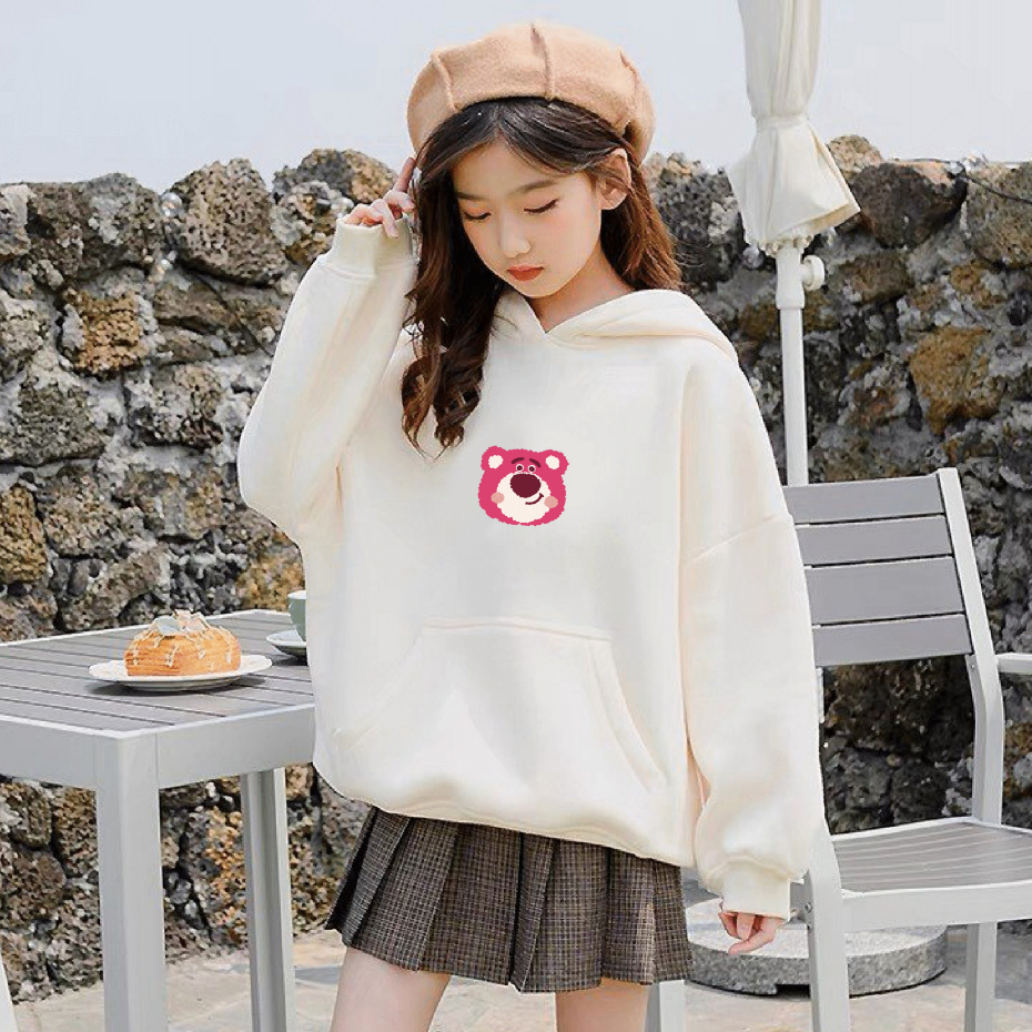 Áo hoodie bé gái BABEKIDS phom rộng nỉ hình in Bàn Chân Gấu cho bé từ 14-48kg