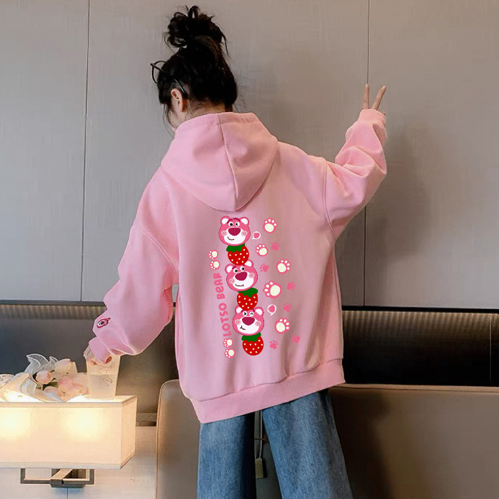 Áo hoodie bé gái BABEKIDS phom rộng nỉ hình in Bàn Chân Gấu cho bé từ 14-48kg