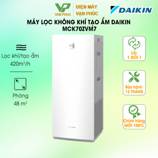 Máy lọc không khí tạo ẩm daikin mck70zvm7 dùng 48m2, twin streamer, màng lọc 10 năm