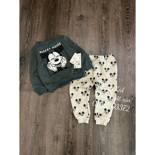 Bộ nỉ Ca mickey xanh cho bé
