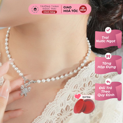 Chuỗi Ngọc Trai 6ly Khóa Bạc Mix Charm Hình Bướm Siêu Xinh Cho Nàng - Ngọc Trai Trường Thịnh