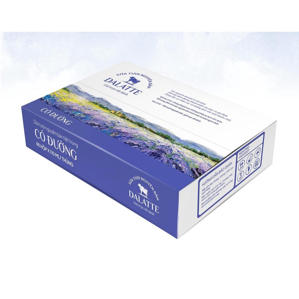 Sữa tươi ít đường, có đường Dalatte 110ml
