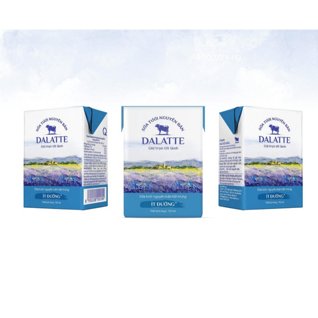 Sữa tươi ít đường, có đường Dalatte 110ml