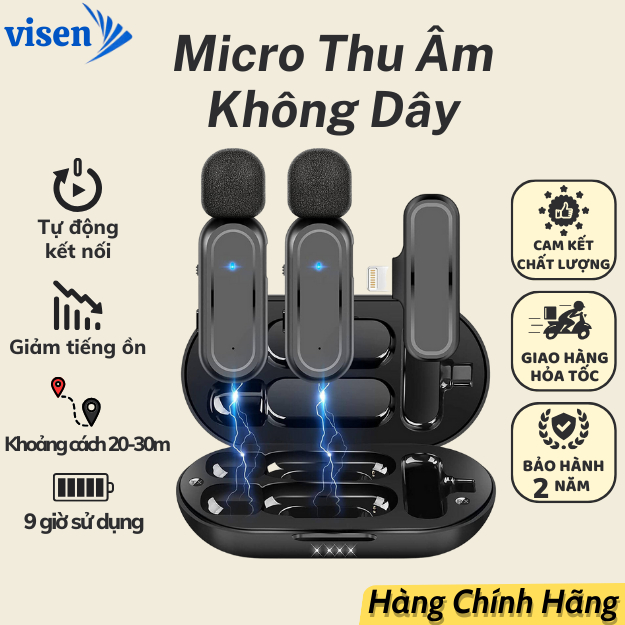 Micro thu âm không dây cài áo ,cầm tay ,Mic thu âm livestream ,quay video ,khử tiếng ồn tối đa ,khoảng cách 20m