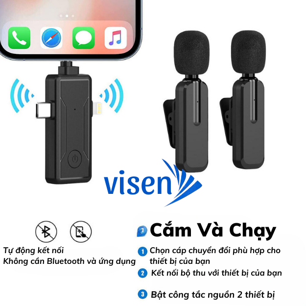 Micro thu âm không dây 3 trong 1 ,Micro không dây cài áo kết nối quay video ,ghi âm livetream ,giảm tiếng ồn thông minh | BigBuy360 - bigbuy360.vn