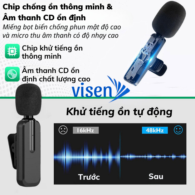 Micro thu âm không dây 3 trong 1 ,Micro không dây cài áo kết nối quay video ,ghi âm livetream ,giảm tiếng ồn thông minh | BigBuy360 - bigbuy360.vn