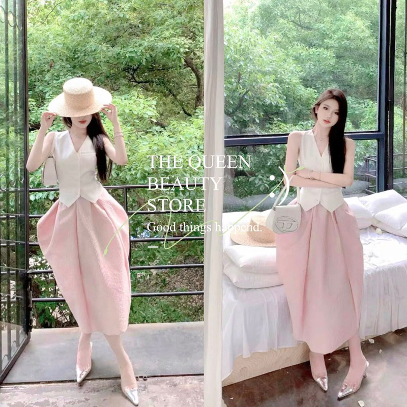 ĐẦM GẤM HOA NỔI CỔ YẾM PHỐI TAY VOAN RỚT NƠ LƯNG