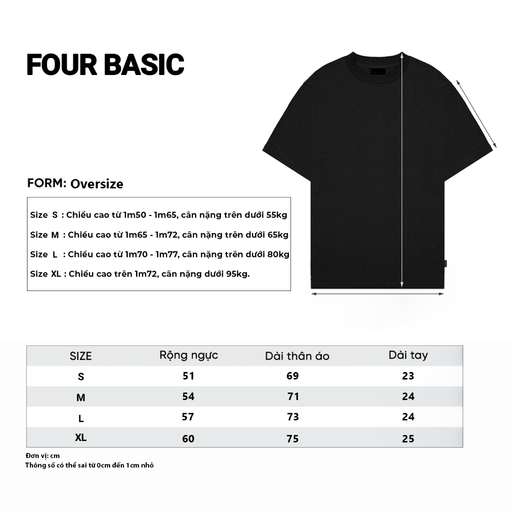 Áo thun Four Basis Unhap Trek Fullbox phông Streetwear cổ tròn Nam Nữ 100% Cotton oversize form rộng T75