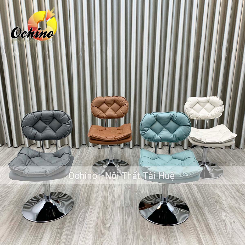 Ghế Trang Điểm Cá Nhân Mẫu Tai Bèo Chân Bạc Thấp Tùy Chỉnh Độ Cao Từ 30-50Cm