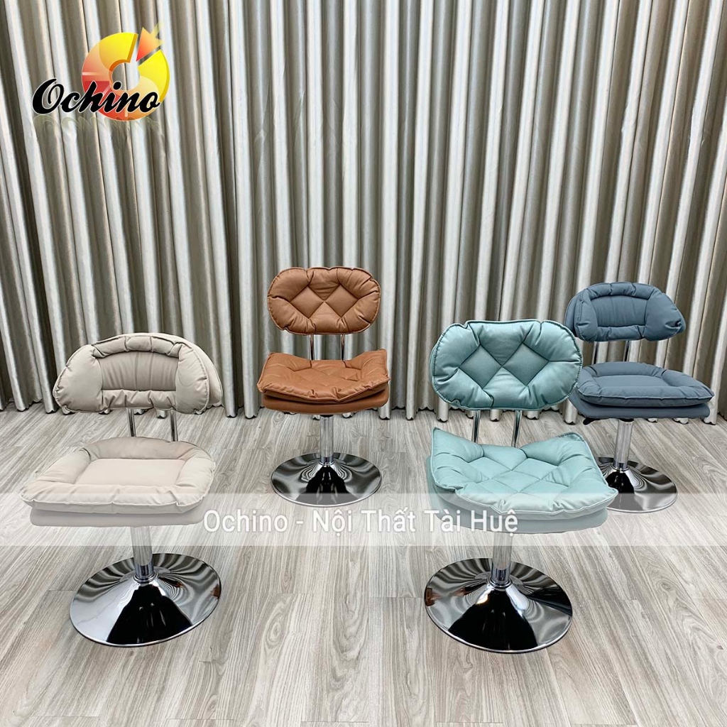 Ghế Trang Điểm Cá Nhân Mẫu Tai Bèo Chân Bạc Thấp Tùy Chỉnh Độ Cao Từ 30-50Cm