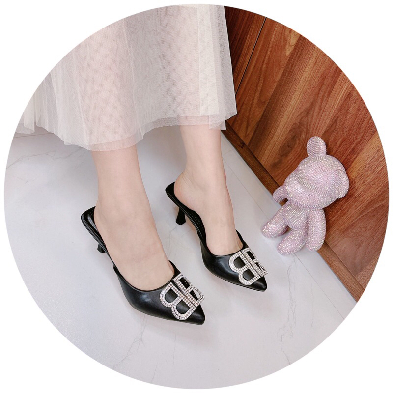 Siêu rẻ- Dép sục cao gót mũi nhọn BB đá gót nhọn 7p