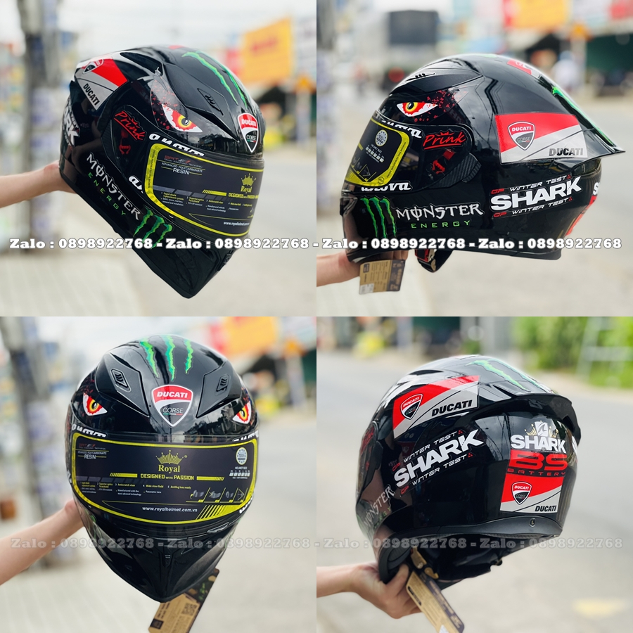 Mũ Fullface Royal138b lên tem decal đủ màu đủ size tặng khăn ninja - Hàng chính hãng.