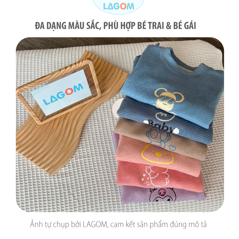 Bộ Thu Đông Bé Gái, Bé Trai Cotton Nỉ Dày Ấm | Bộ Nỉ Dài Tay Cho Bé