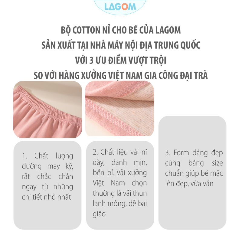 Bộ Thu Đông Bé Gái, Bé Trai Cotton Nỉ Dày Ấm | Bộ Nỉ Dài Tay Cho Bé
