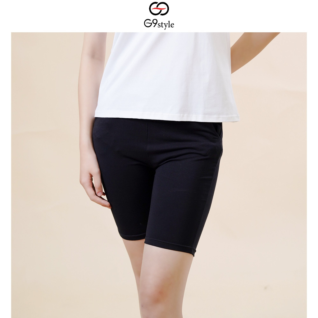 Quần legging tập thể thao acrobic G9 Style nữ dáng lửng có túi lưng cao, vải cotton co giãn 4 chiều