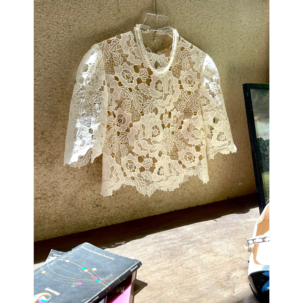 GIGI - áo ren thêu cao cấp có lót lưới dáng croptop phù hợp đi chơi, đi trà chiều