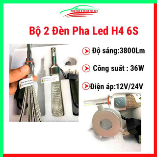 Bộ 2 đèn pha Led H4 6S cho ô tô siêu sáng 12V/24V