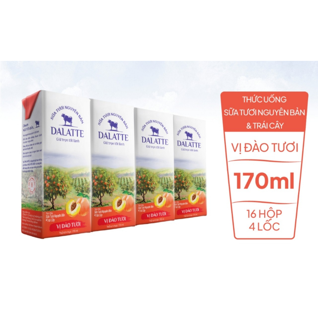 Sữa trái cây vị Dâu, Cam, Đào 170ml