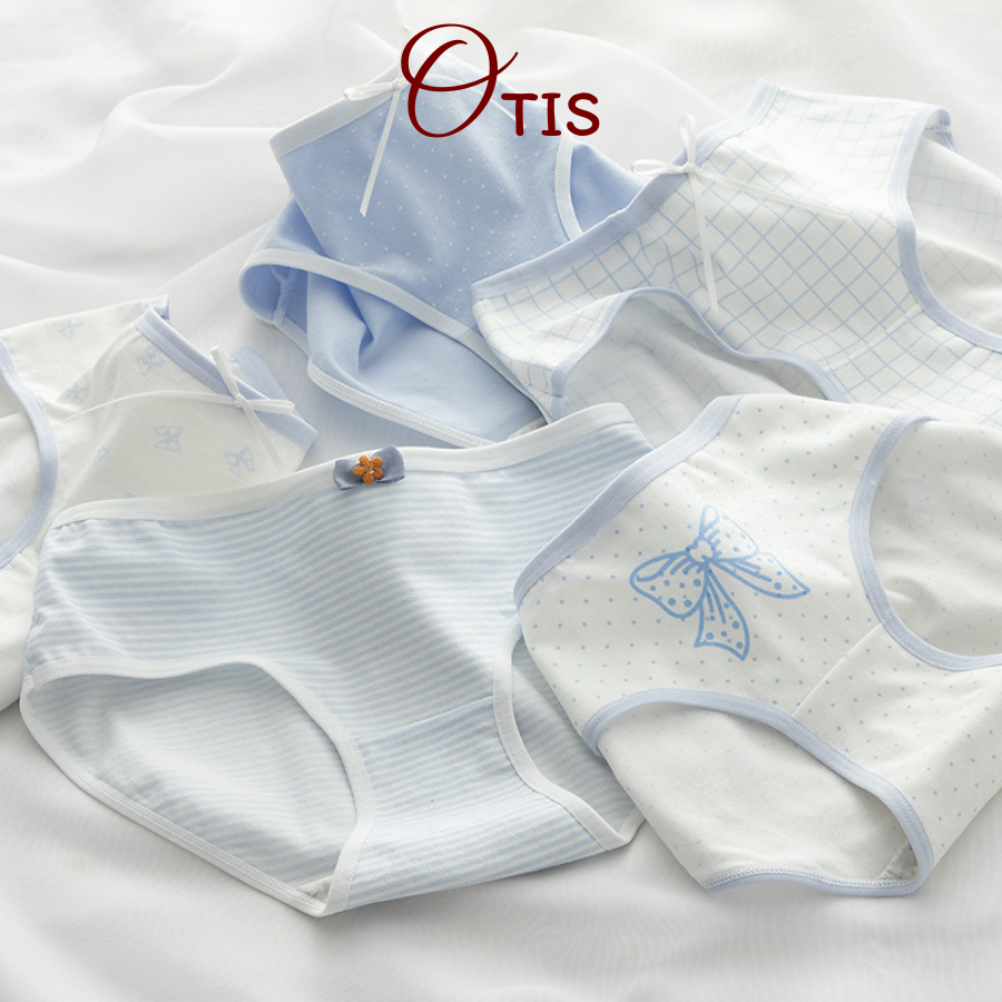 Quần Lót Nữ Cotton Cao Cấp Hoạ Tiết Nơ Xanh Dễ Thương Kháng Khuẩn OTIS 237