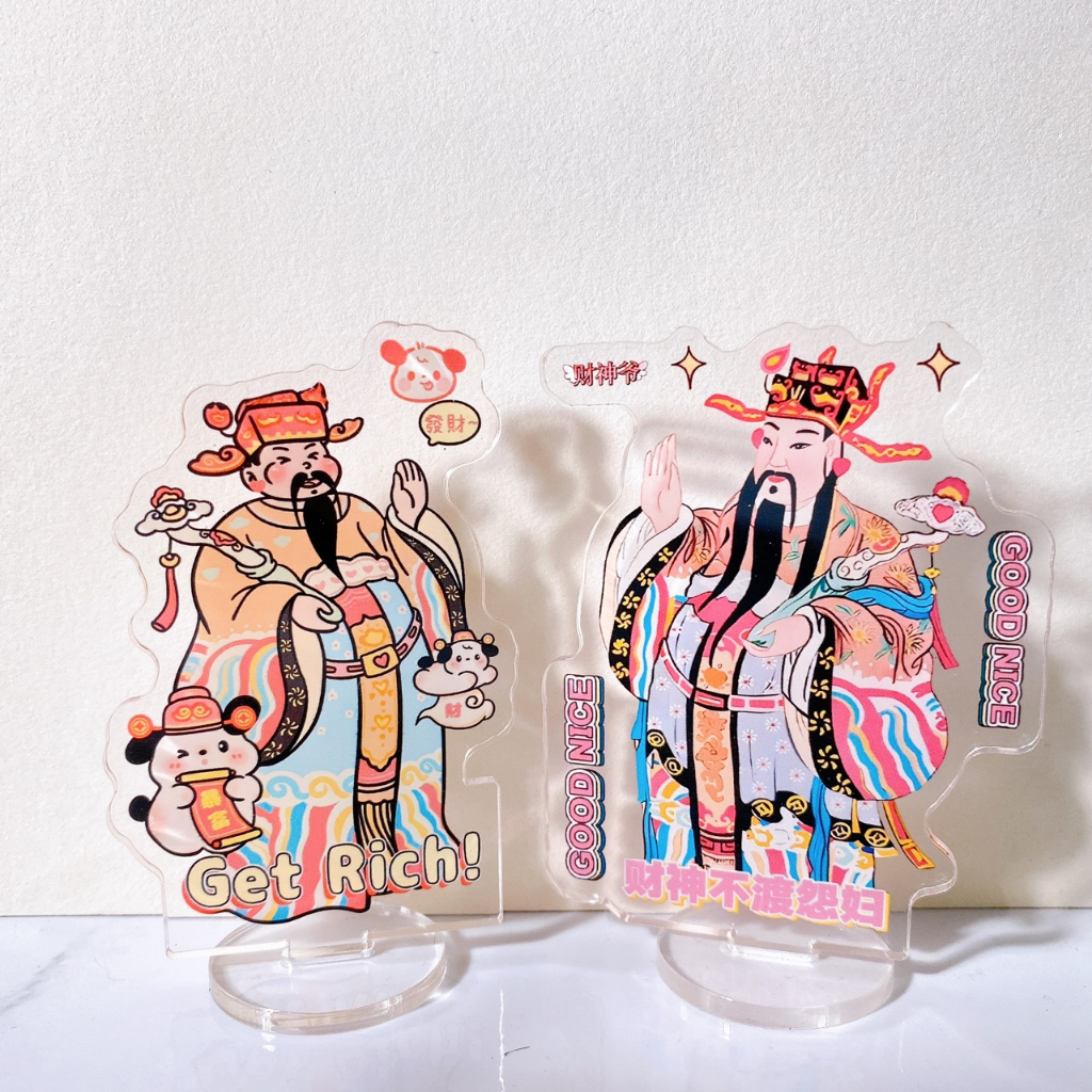 Standee thần tài cầu tài cầu lộc bảng mica thần tài để bàn đế 2 lớp
