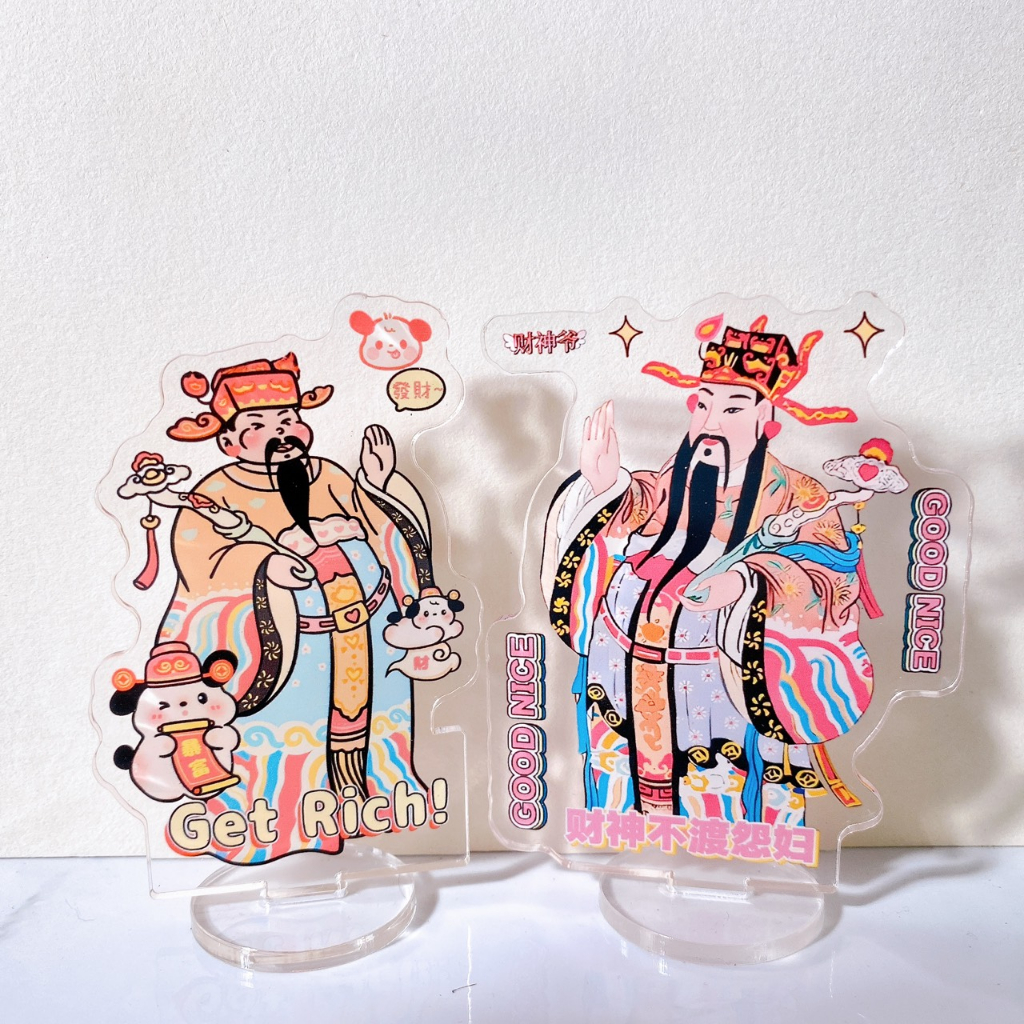 Standee thần tài cầu tài cầu lộc bảng mica thần tài để bàn đế 2 lớp