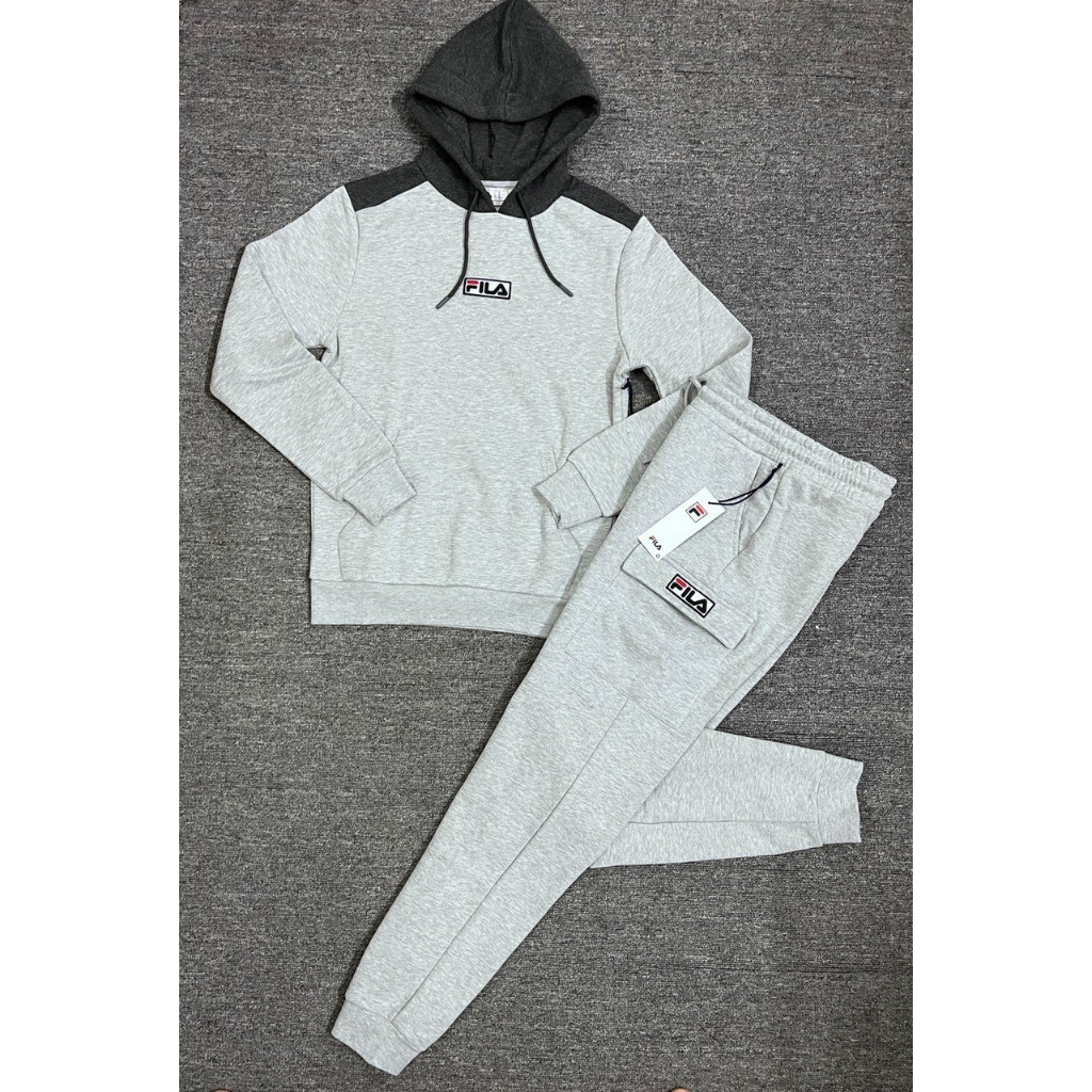 Fila Hoodie phong cách bụi bặm đường phố Với quần túi hộp chỉ duy nhất size XS âu