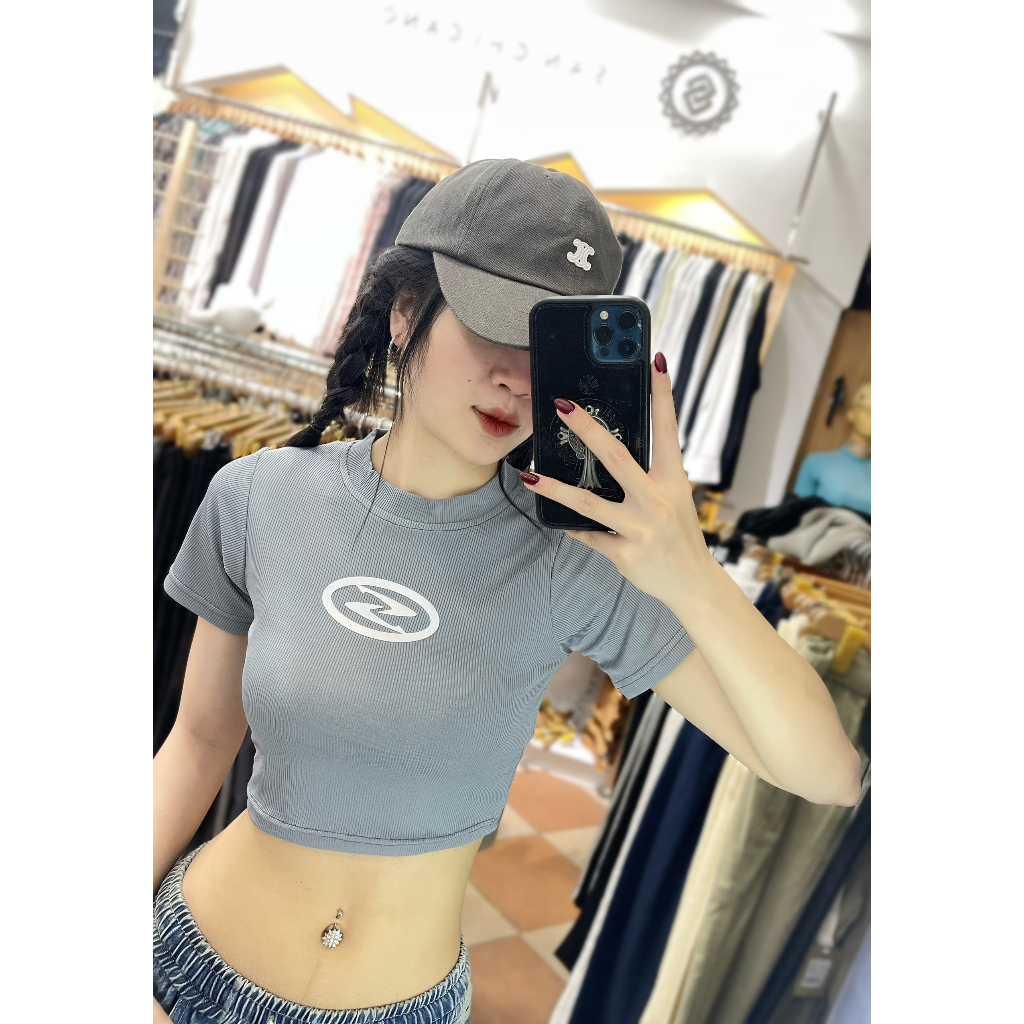 Áo thun tăm croptop chữ S