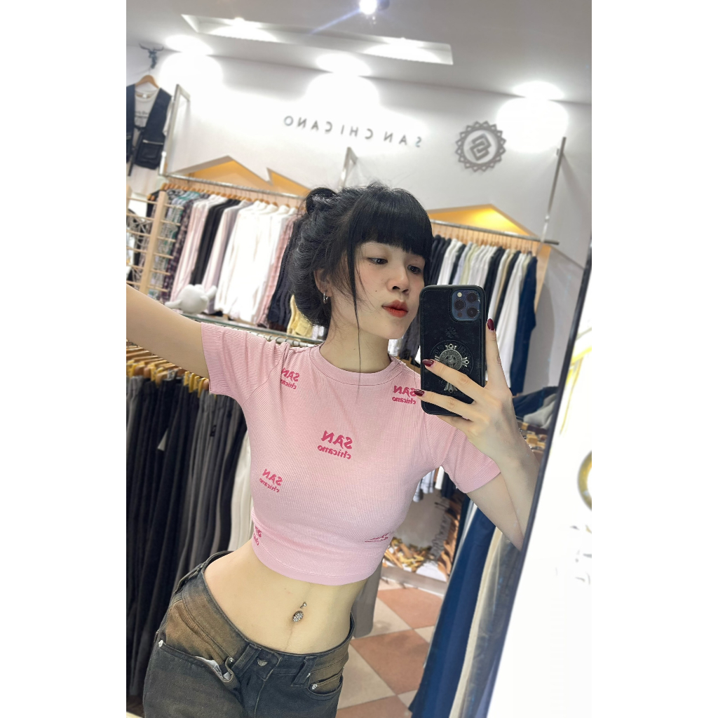 Áo thun croptop in sanchicano