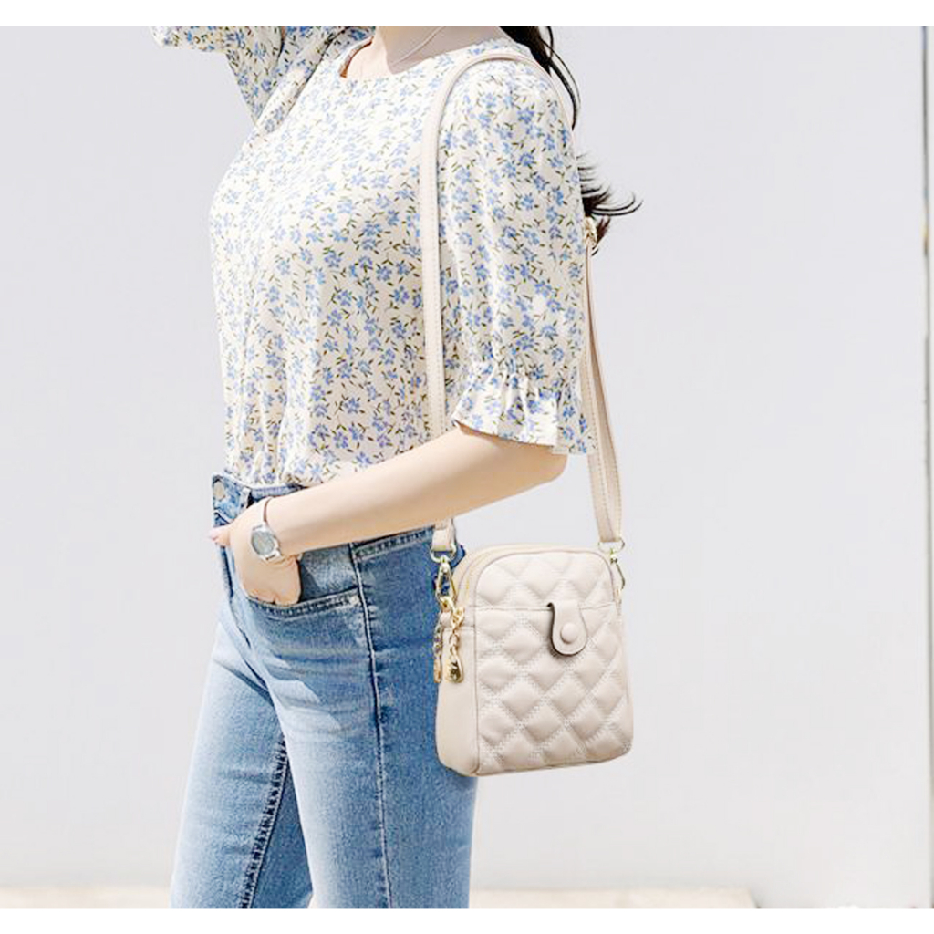 Túi nữ đeo chéo túi đựng điện thoại thêu khuy trẻ trung dễ thương Dodathat68 793