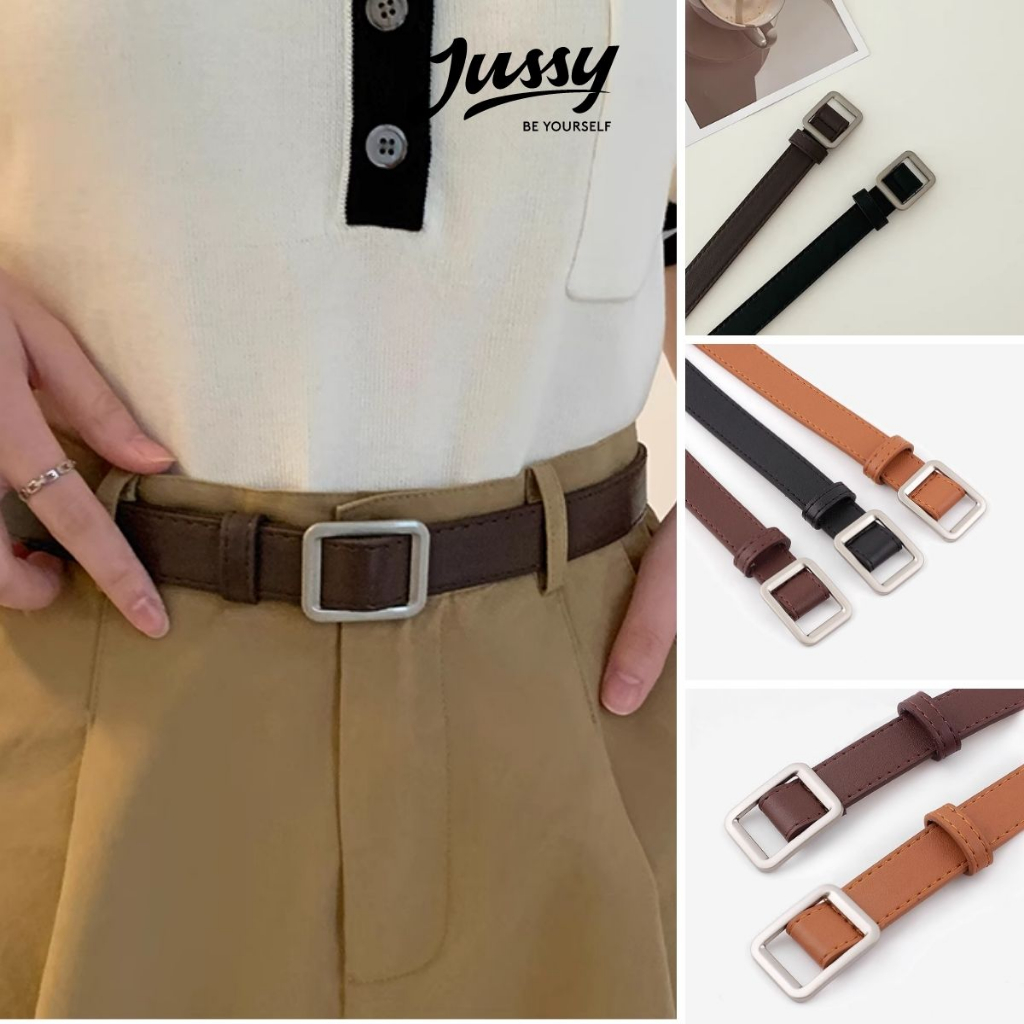 Thắt Lưng Nữ Bản Nhỏ JTL11 Jussy Fashion Dây Nịt Nữ Mặt Vuông Cá Tính Thời Trang Trẻ Trung Chất Da PU Bền Chắc