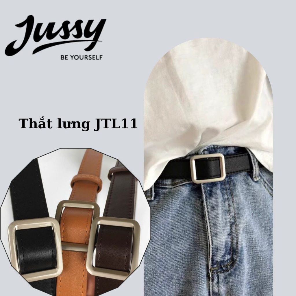 Thắt Lưng Nữ Bản Nhỏ JTL11 Jussy Fashion Dây Nịt Nữ Mặt Vuông Cá Tính Thời Trang Trẻ Trung Chất Da PU Bền Chắc