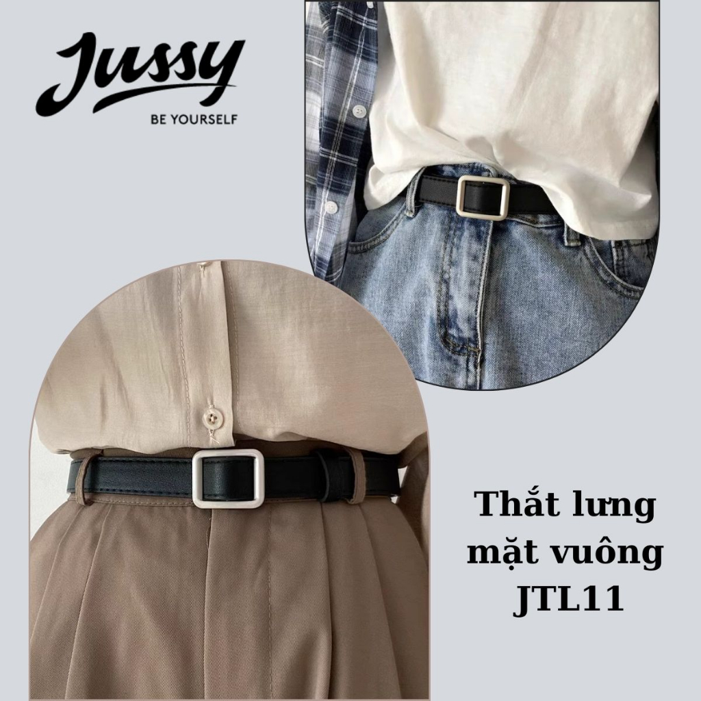 Thắt Lưng Nữ Bản Nhỏ JTL11 Jussy Fashion Dây Nịt Nữ Mặt Vuông Cá Tính Thời Trang Trẻ Trung Chất Da PU Bền Chắc