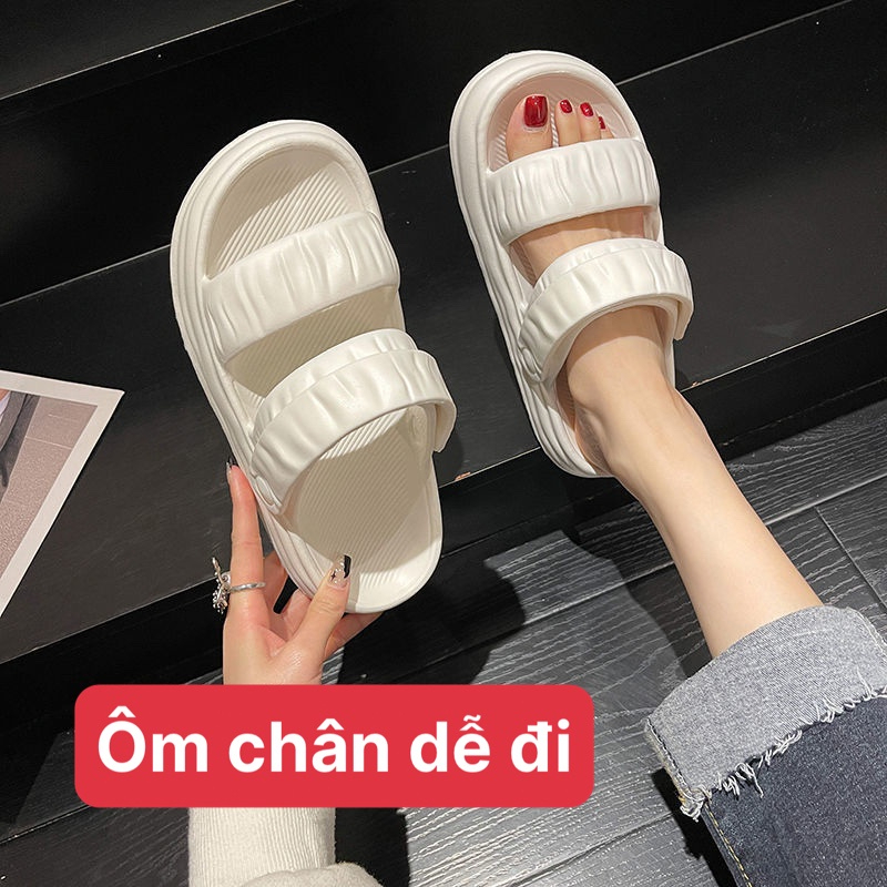 Dép bánh mì nữ quai ngang quai hậu eva đế nâng 3cm tôn dáng người đi
